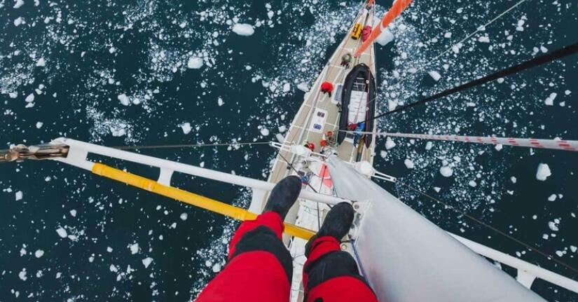 sailing rubber boot on the deck